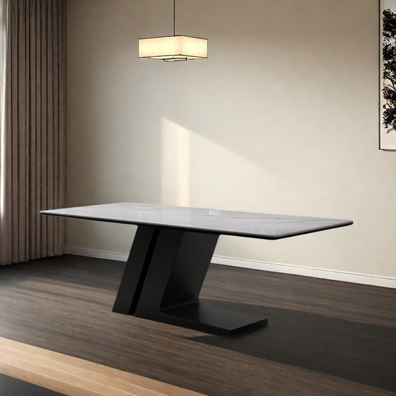 Table de salle à manger grise et blanche, H 29,52 po x L 70,86 po x l 35,43 po