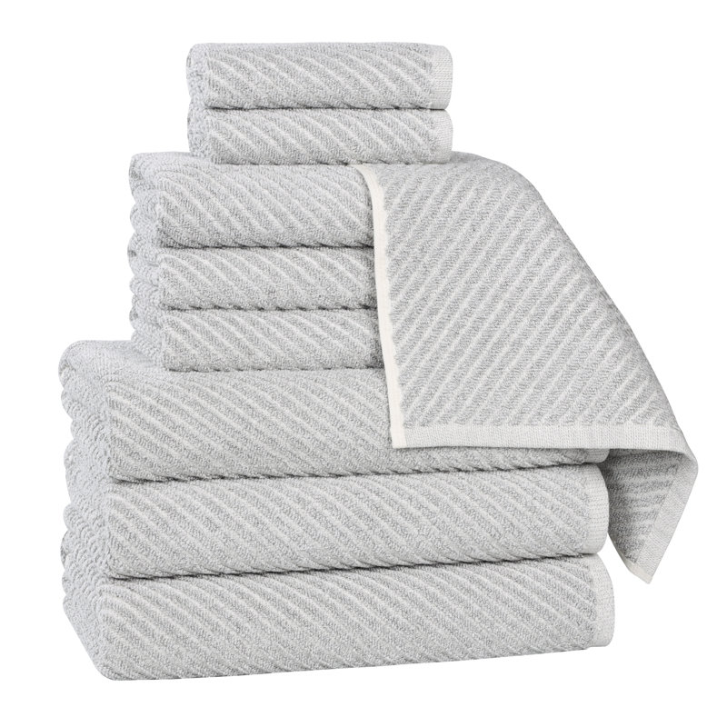  Cotton Blend Super Soft And Absorbent Amelia Collection Towel Set (Set Of 9), Platinum, 9PC (3-Bath, 3-Hand, 3-Face)