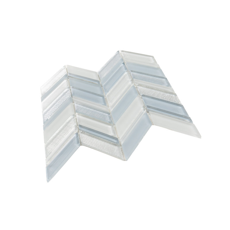 1.2" x 3.5" Glass Mosaic Wall & Floor Tile, White/Blue