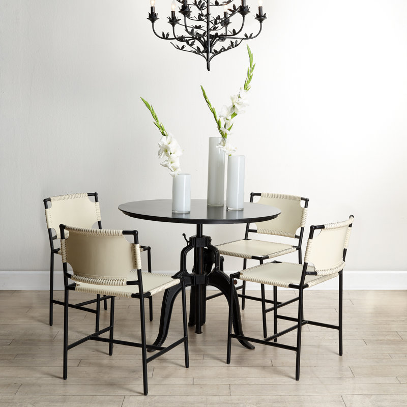 Asher Leather Upholstered Side Chair, Off White