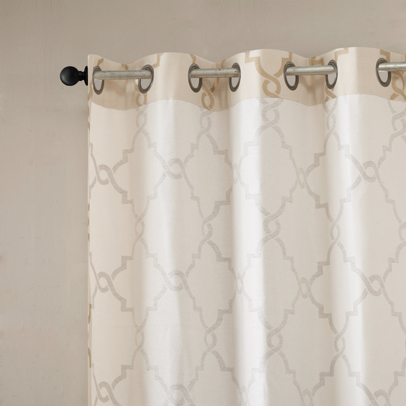 Saratoga Beige and Gold Cotton Blend Grommet Top Valance