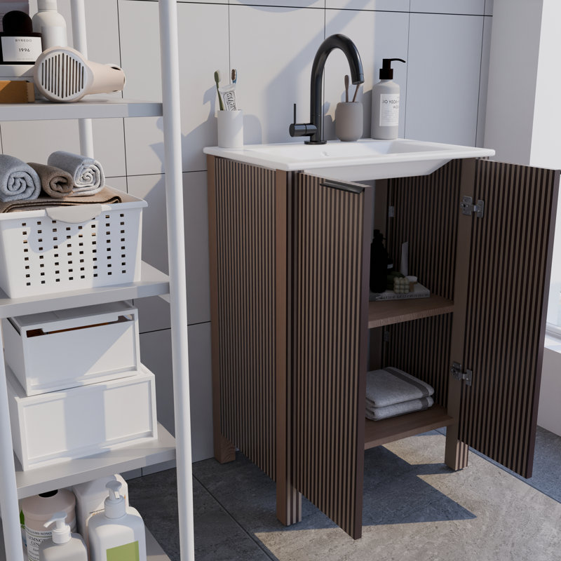 Armoire de salle de bain brune 30 po, H 34,5 po x l 30 po x P 18,5 po