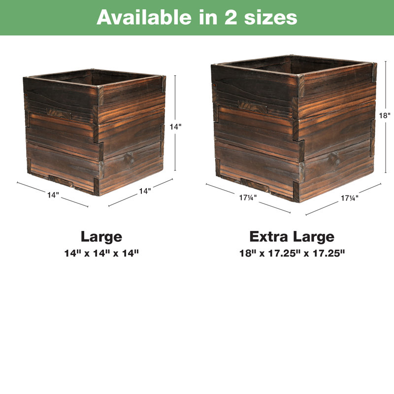 Boîte à fleurs en bois Union Rustic Ilerioluwa, Brun, H 14 po x l 14 po x P 14 po