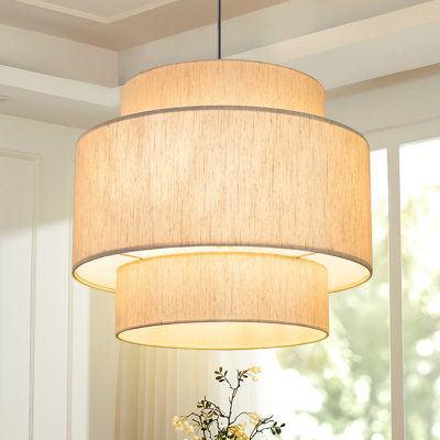 4-Light White Dimmable Drum Chandelier With Fabric Shade Dining Chandelier White Chandelier