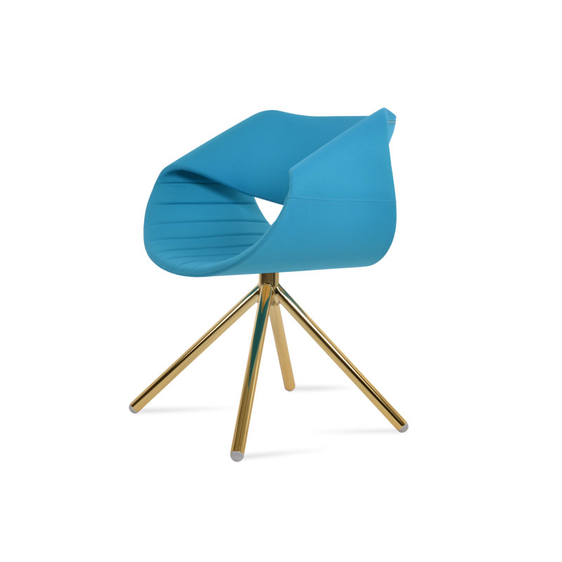 Chaise avec accoudoirs pivotante Seminyak, Noir, Turquoise