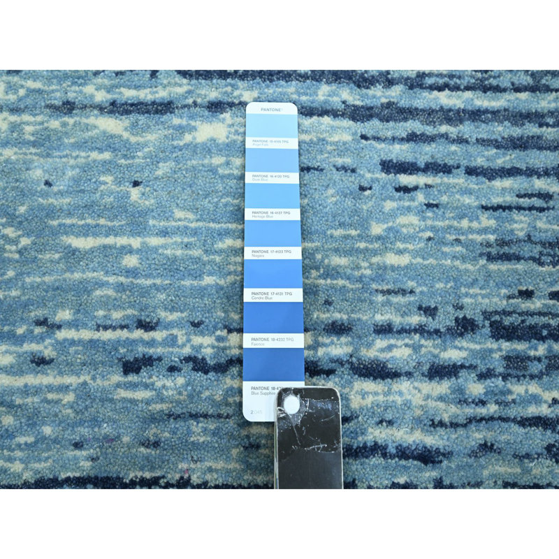 Tapis noué à la main 9 pi x 12 pi 3 po en laine pure bleu azuré A92224C691D349FFAA3FAACB17C8CBF4
