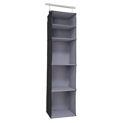 Martha Stewart Essential Collapsible Foldable 5 Shelf Convertible Hanging Closet Storage Organizer for Sweaters Blankets Handbags Linens Shoes