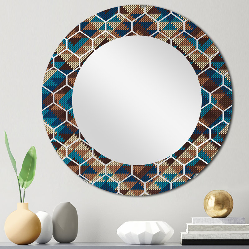 Tribal Aztec Geometrics - Miroir mural moderne, 24 po x 24 po