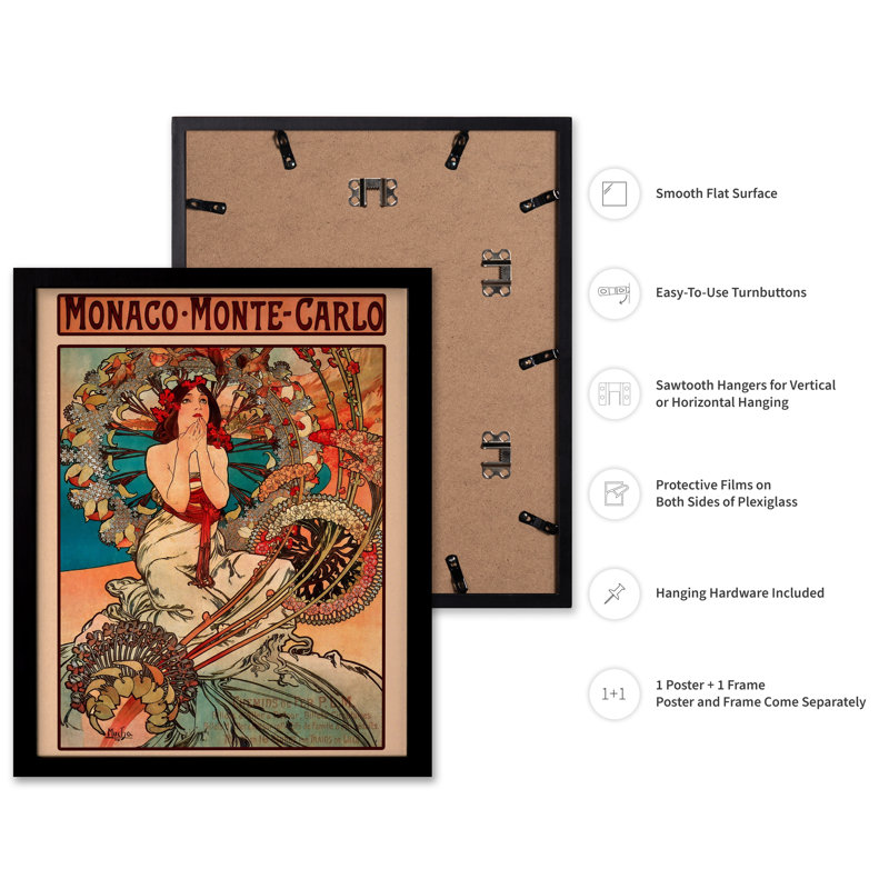 Monaco Monte Carlo No2, H 16 po x l 20 po, Affiche, Cadre noir