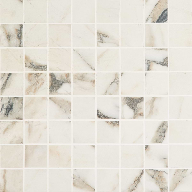 Dreamstone 2X2 Matte Porcelain Mosaic, Calacatta Rustico Matte