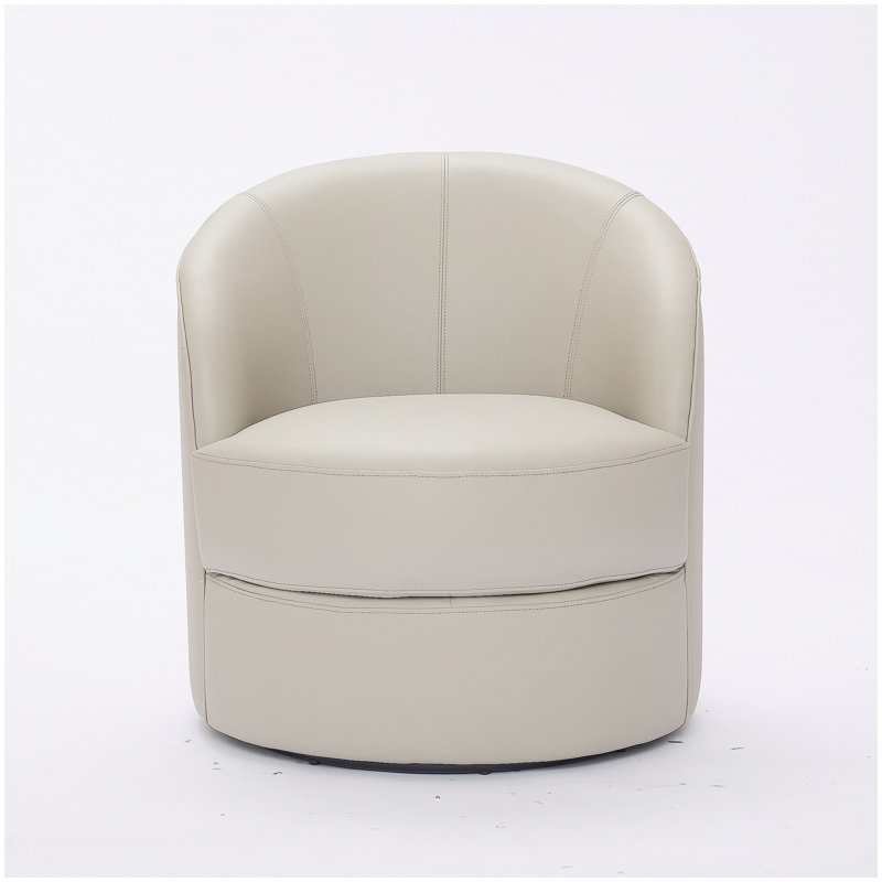 Fauteuil d'appoint pivotant en cuir Gream Top-grain, 360 ° lisse Spin, chaise longue moderne de style Mid-Century pour le salon / bureau