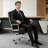 Mid Back Genuine Leather Executive Office Chair With Aluminum Frame, Swivel Computer Desk Chair-29114050