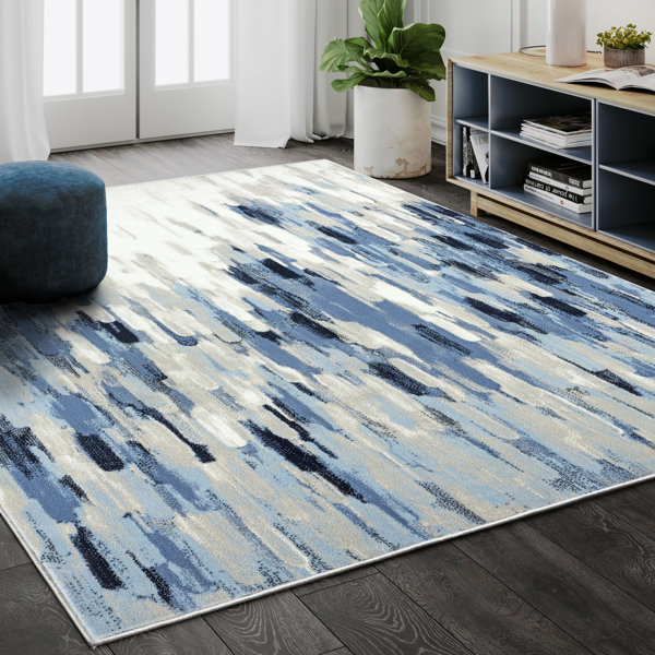 Abani Aerilyn PRT140B Contemporary Blue And Beige Abstract Area Rug