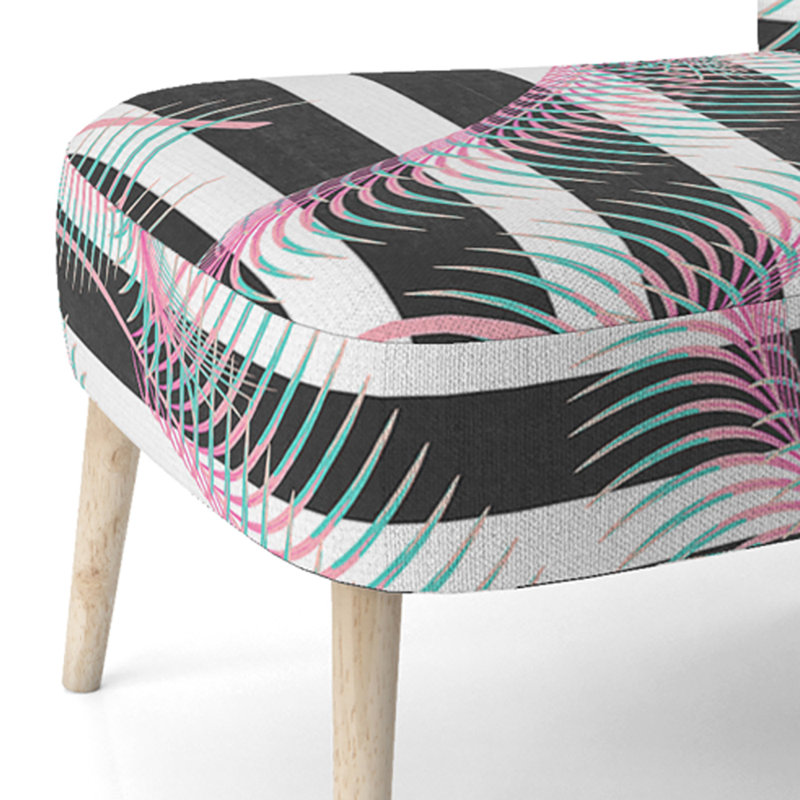 Chaise d'appoint rembourrée à motif rose et noir