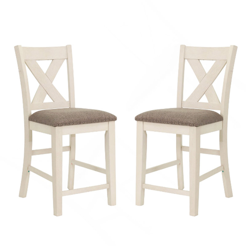 Ensemble de 2 chaises de comptoir avec dossier en X, blanc