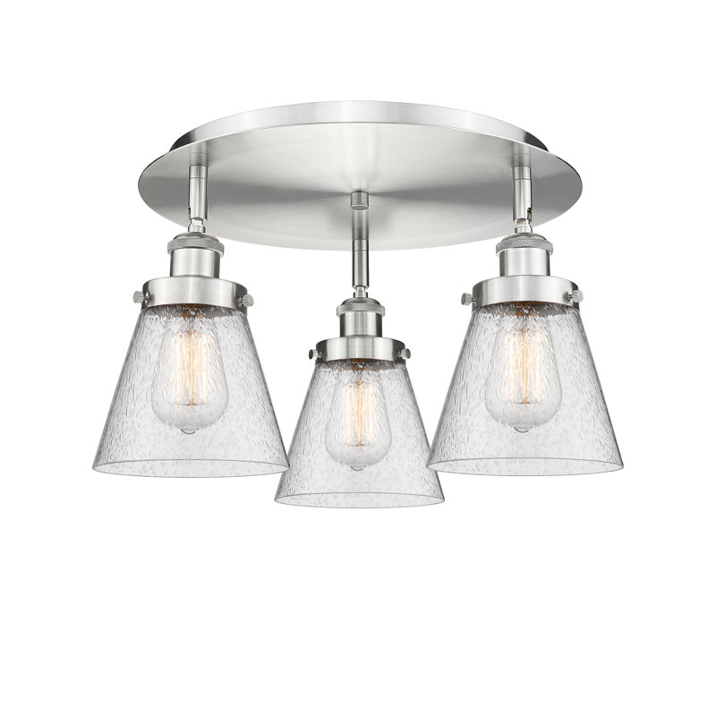 Plafonnier encastré 3 lumières Cone, Grainé, Nickel satiné