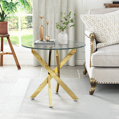 Table de bout ronde 23,62 po Authur - Plateau en verre trempé
