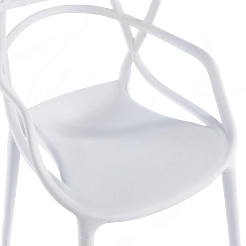 Chaise en plastique 4 pièces blanc, Blanc