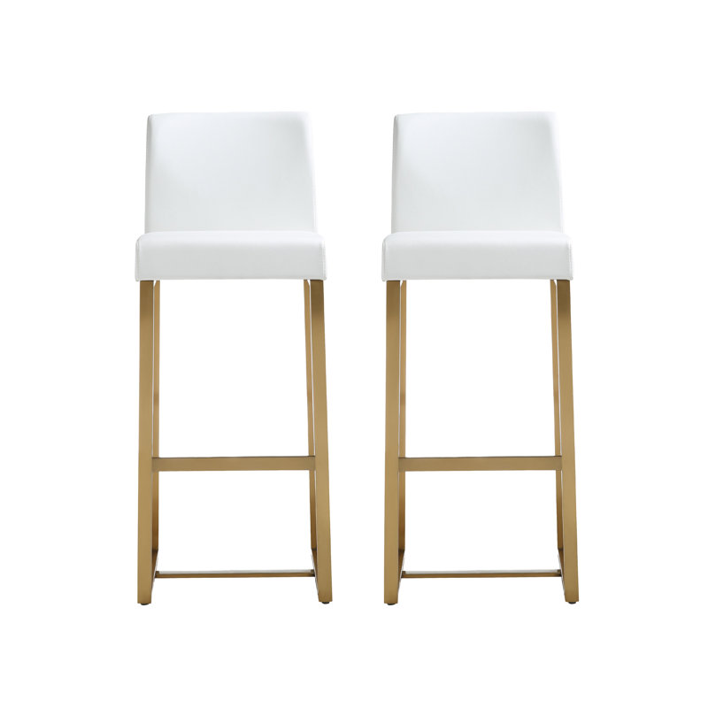 Tabouret Orville, Blanc, Tabouret (assise de 30,7 po de hauteur), Doré