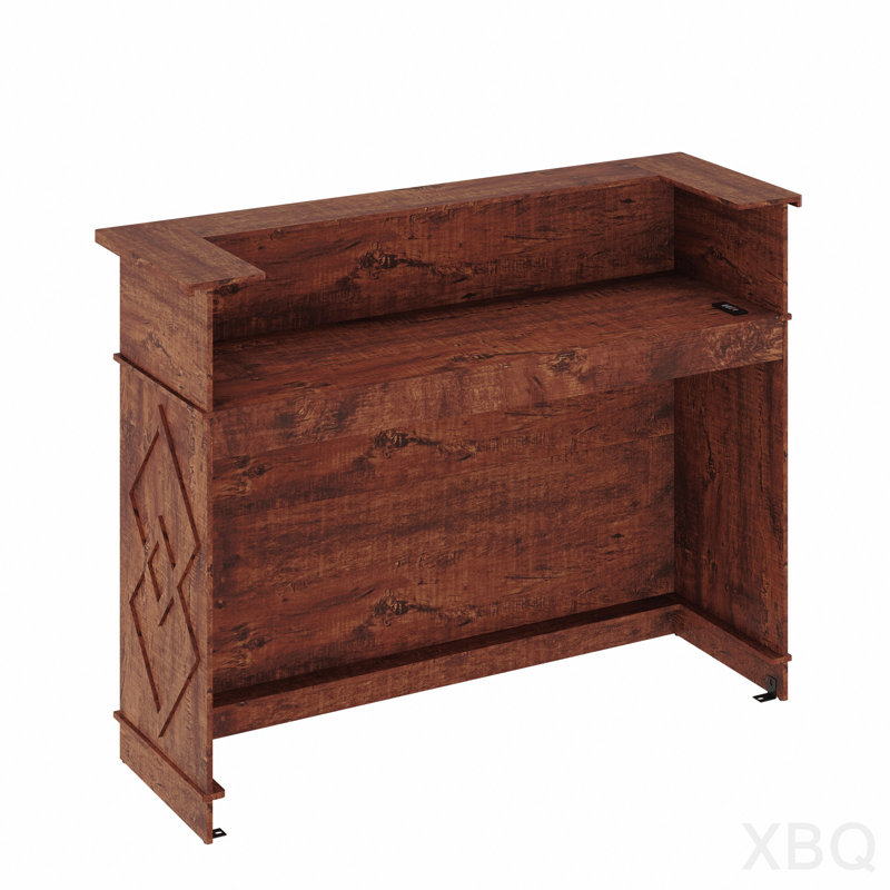 Bureau d'accueil moderne Mono Walnut avec comptoir de transaction et plateau stratifié - Bureau d'accueil debout