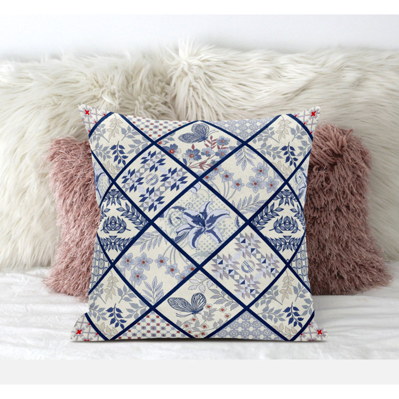Coussin en suède avec fermeture à glissière Fall Patch, 18" x 18", Crème / pêche