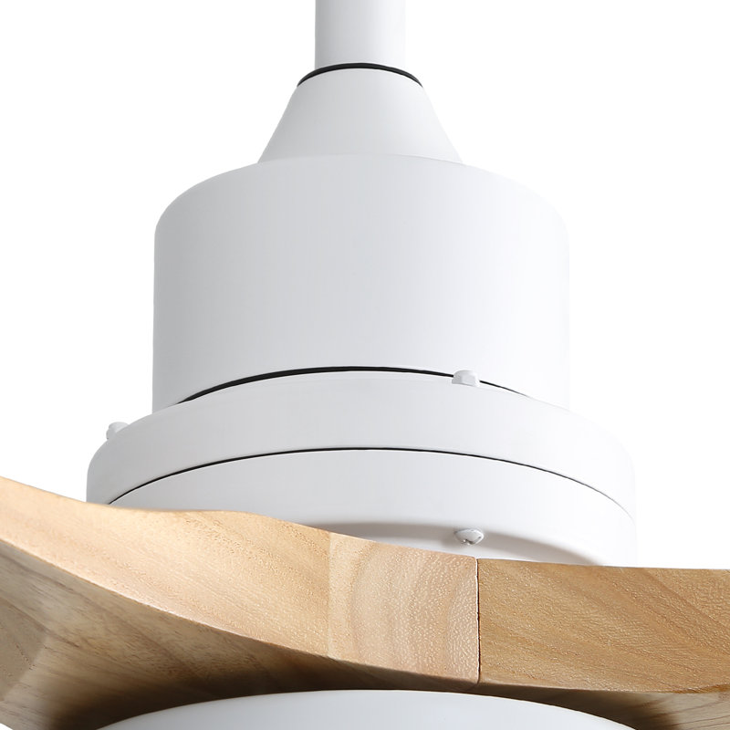 Nicola 52'' 3 - Blade Modern Ceiling Fan with Remote Control and Light Kit, White/Natural Wood