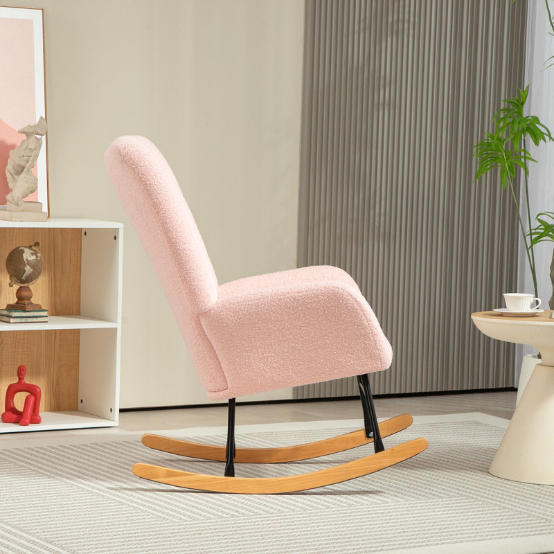 Mahalia Teddy Velvet Rocking Chair, Pink