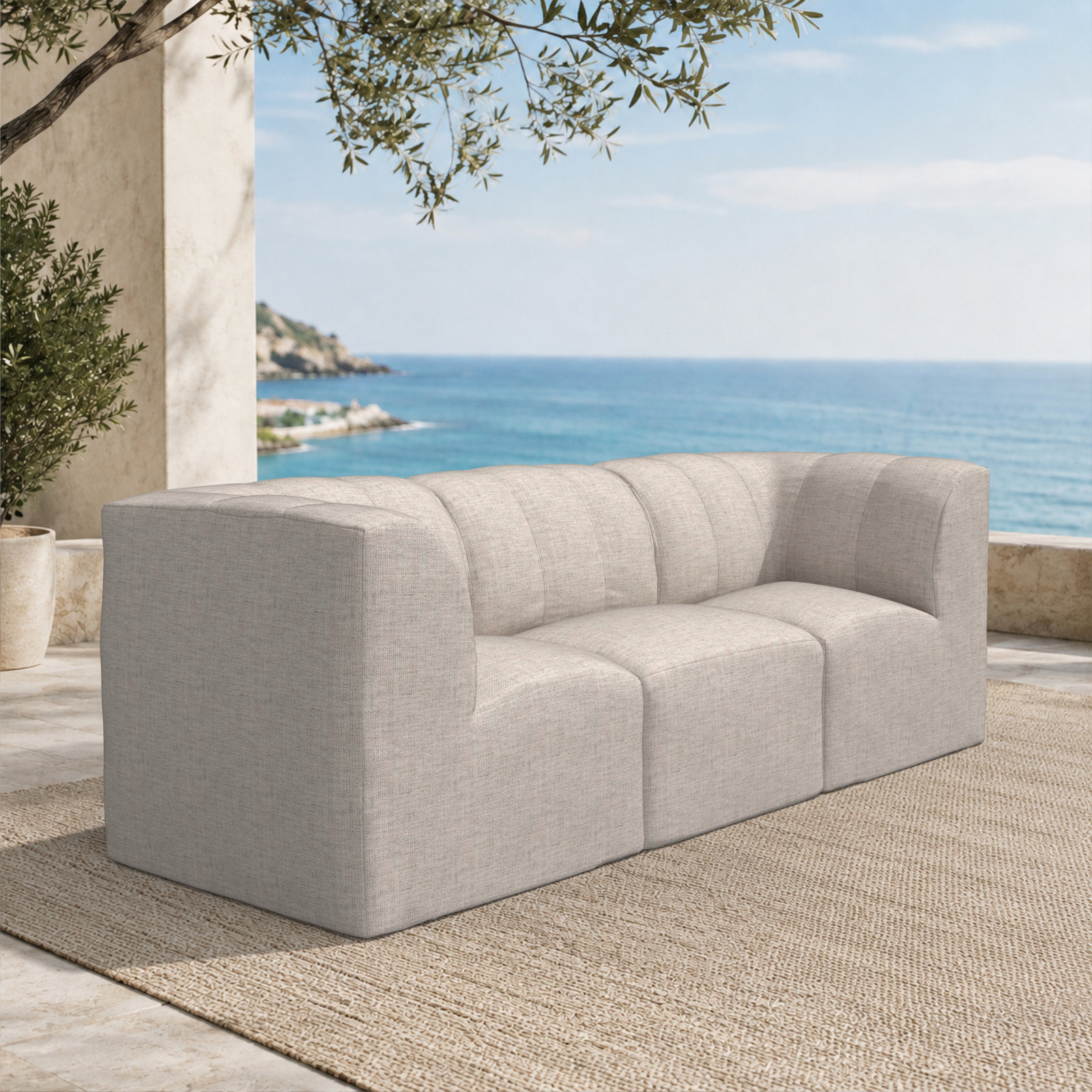 Praia 3-Person Sunbrella® Patio Seating Group, Cast Silver Sunbrella®