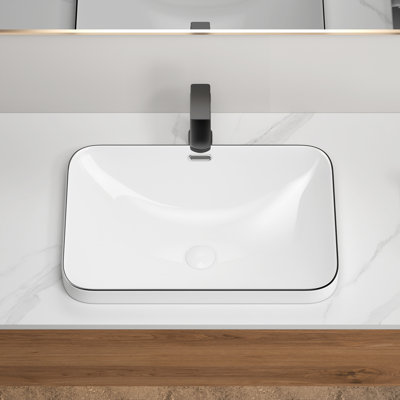 Ceramic Undermount Bathroom Sink 22.05" x 15.36" x 6.7" - Porcelain Vessel Basin