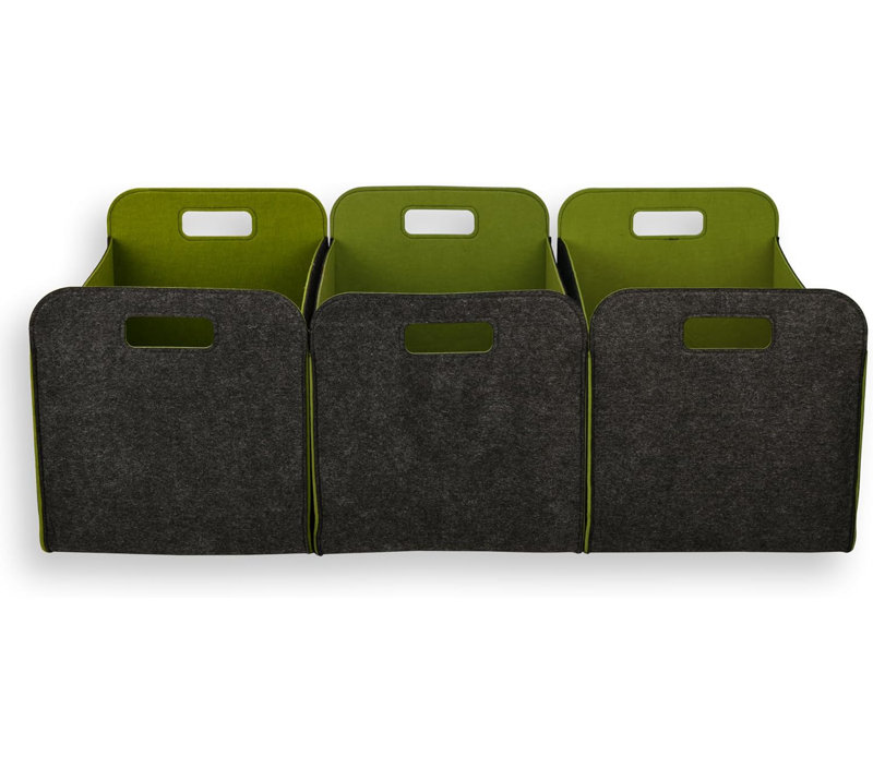 Ensemble de 3 paniers de rangement en feutre de 40 x 30 x 30 cm, boîte pliable et pratique, Vert