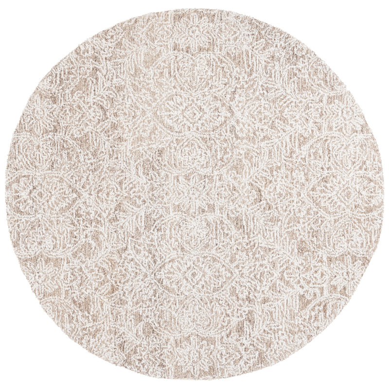 Mirrum Hand Tufted Performance Damask Rug, Round 6'