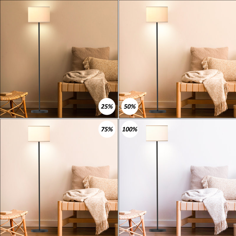 Hongyu 61.5'' Traditional Floor Lamp with Remote Control and Bulb Included, White