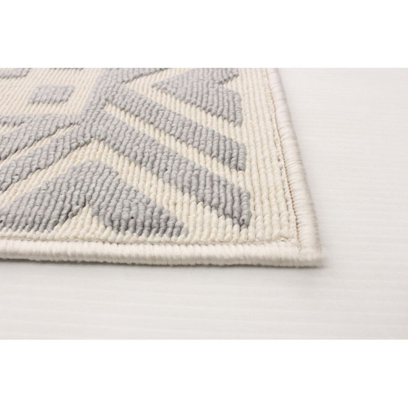 Ensemble de tapis à motif géométrique gris / beige Kerber, Rectangle 4 pi 7 po x 6 pi 7 po