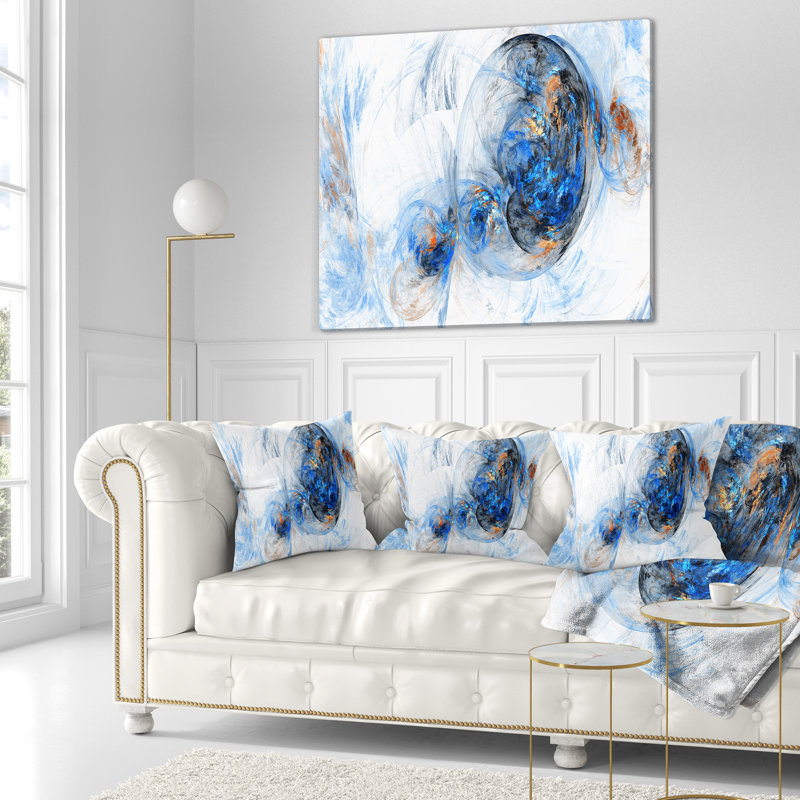 Coussin décoratif abstrait, motif de fumée brune - brun fumé coloré, 16 po x 1 po, Coussin décoratif, Bleu / blanc