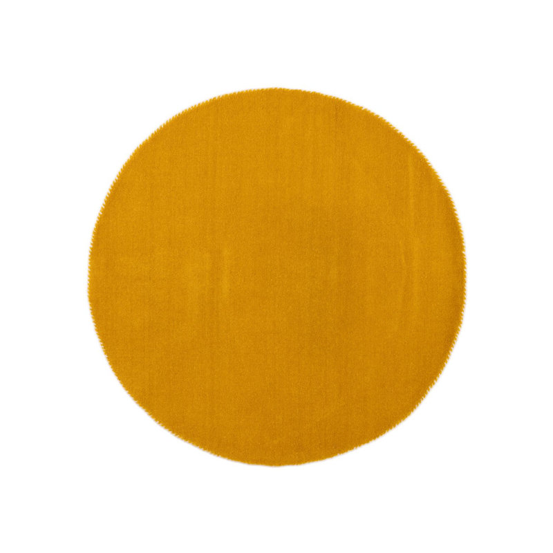 Solid Colour Wool Hand Woven Area Rug, Yellow, Approx. 60cm