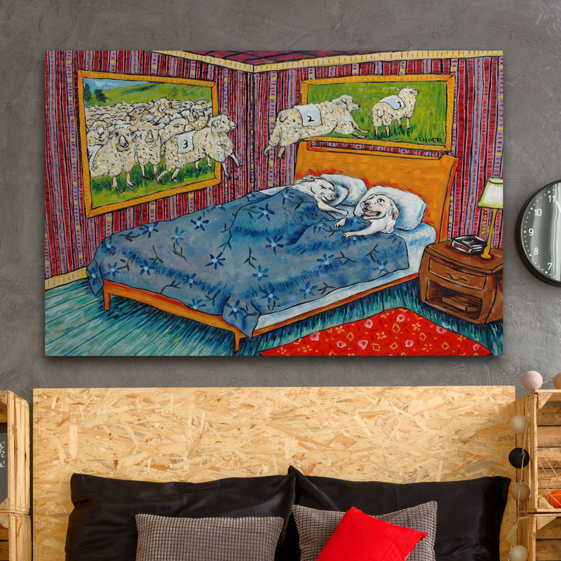 « counting ovin great pyrenees », reproduction d’art sur toile tendue, H 12 po x l 18 po