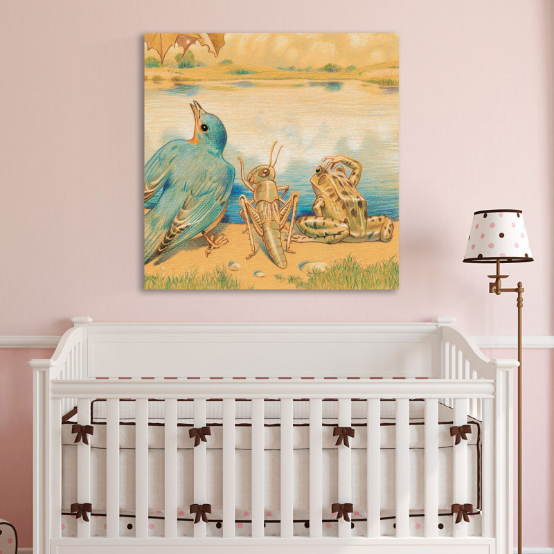 Bird Cricket And Frog - Wrapped Canvas Print, 101cm H x 101cm W