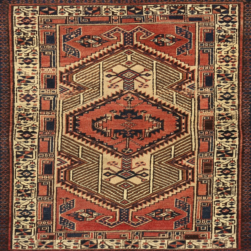 Tapis beige Southwestern, Carré 8 pi