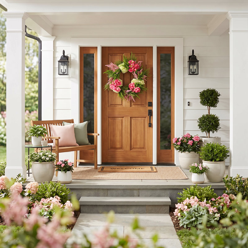 Spring Wreath with Peonies and Heather