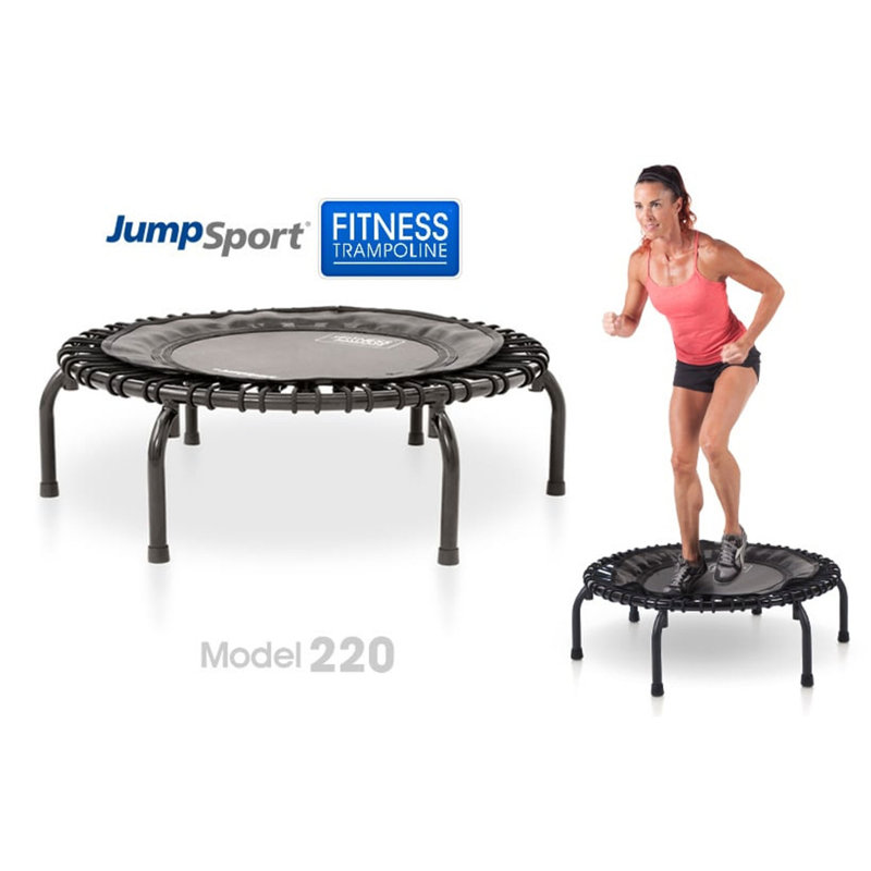 Black and Teal Round Fitness Trampoline with Enclosure