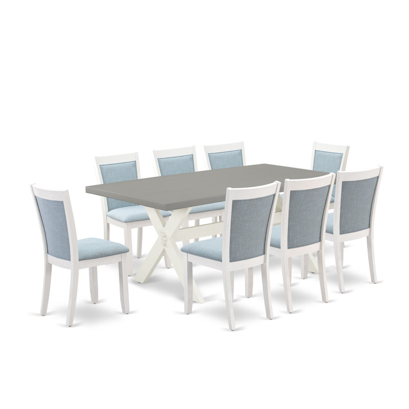 Ensemble de table de salle à manger moderne - une table de salle à manger et des chaises de salle à manger en lin avec dossier élégant