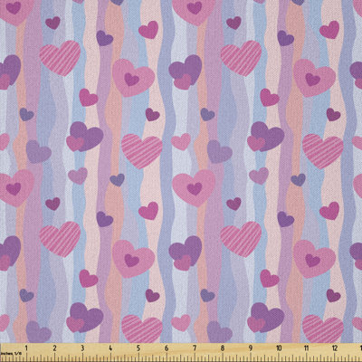 Baillargeon Hearts for Valentine Vertical Stripes Lines Ornament Romance Wedding Fabric