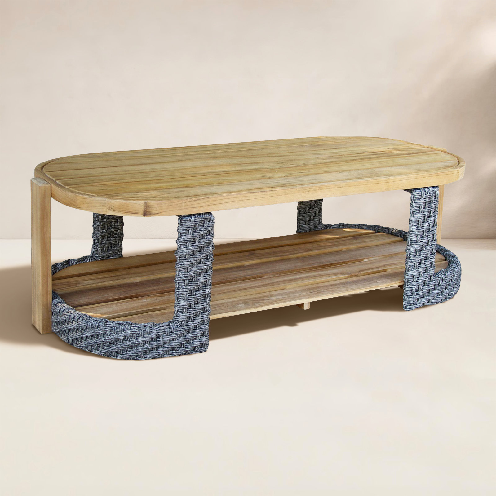Estate Teak & Wicker Outdoor Coffee Table