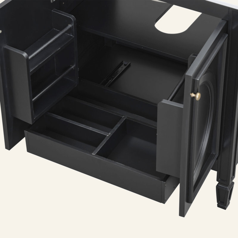Meuble-lavabo de 30 po avec lavabo, deux portes avec tablette, charnières de porte à fermeture en douceur, style rétro