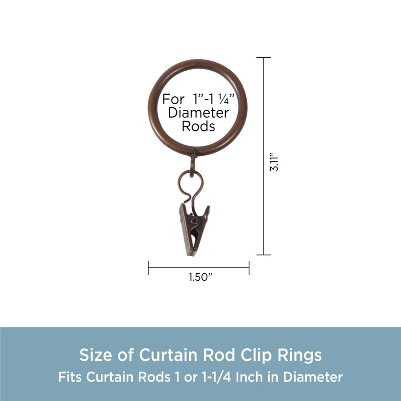 Sienna Bronze Metal Clip Rings for 1-Inch Curtain Rods
