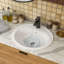 Lavabo encastré en céramique de 51,6 cm (20,3 po) avec 3 trous de robinet – Vasque ovale blanche pour comptoir