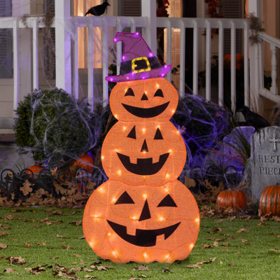  Flat-Tastics Orange 50 ct 48 in. LED Jack-O-Lantern Yard Decor