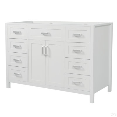 47" Bathroom Vanity Without Sink, Cabinet Only, 2 Doors And 8 Drawers, Soft Close System, Classic Design
