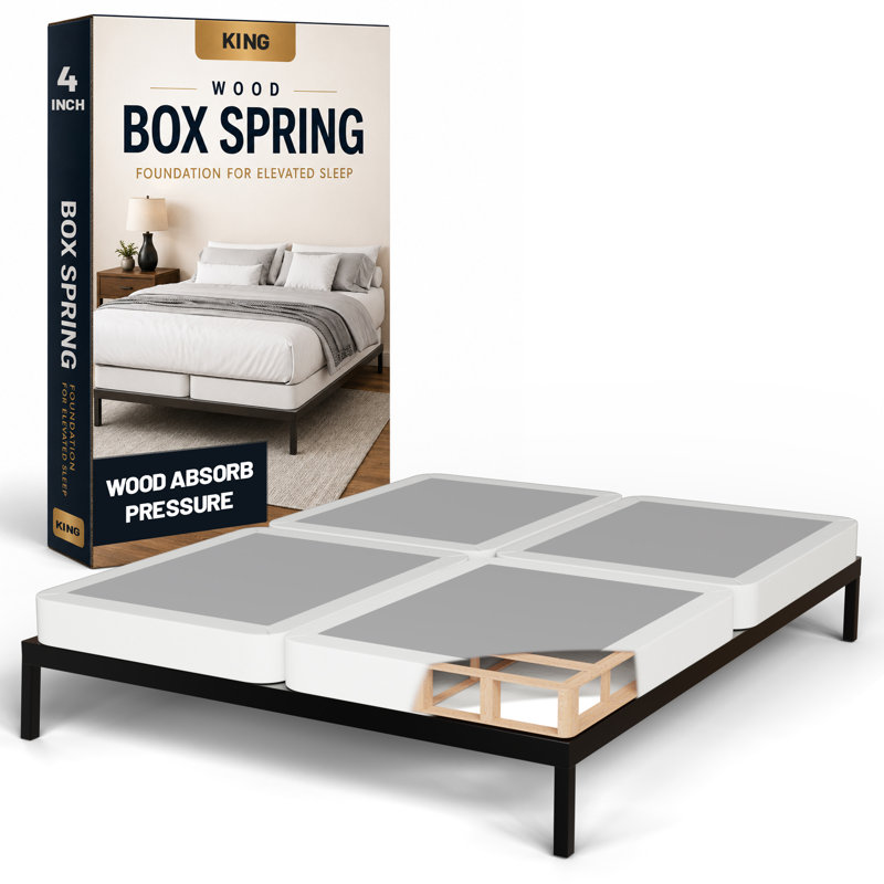 Fully Assembled Traditional Box Spring/Foundation For Mattress, King, Low Profile (4")