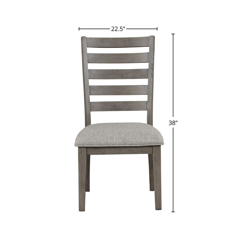 De 2 chaises rembourrées en échelle de style rustique gris avec structure en bois massif et 2 sièges en tissu